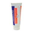 A white tube of dermoline soothing throat syrup with a blue and orange label featuring a horse to instantly soothe
