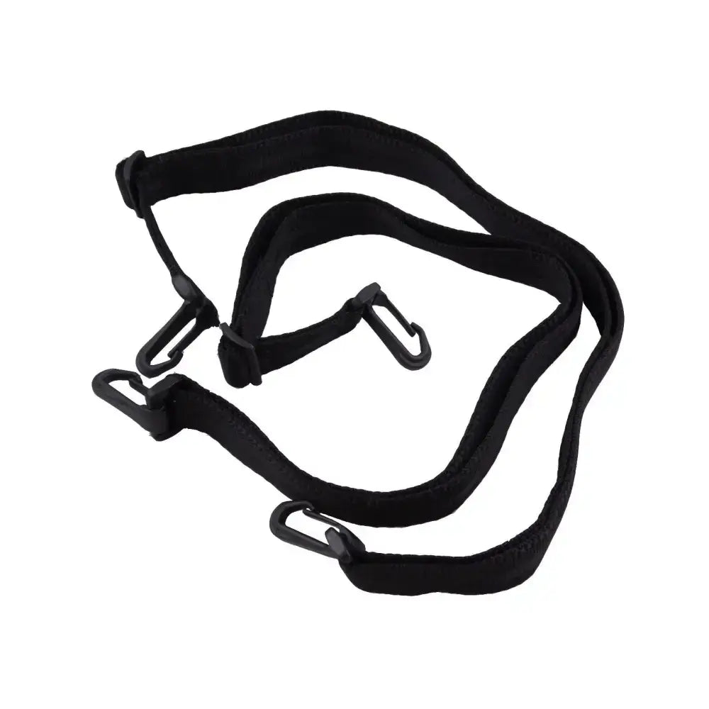 Black detachable rug leg straps with three plastic carabiner hooks for secure rug leg attachment by libbys detachable rug