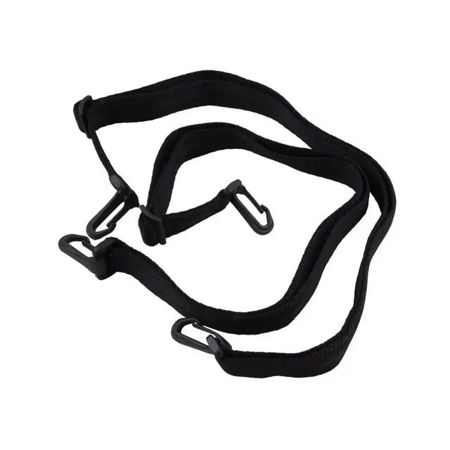 Black detachable rug leg straps with three plastic carabiner hooks for secure rug leg attachment by libbys detachable rug