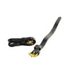 Black leather dever bit straps with gold-tone buckle and adjustable holes for bridle bits use