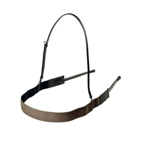 Black leather horse halter with adjustable straps and metal hardware for dever classic breast girth english leather use
