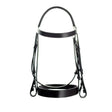 Black leather english leather bridle with adjustable straps and metal hardware dever classic plain style