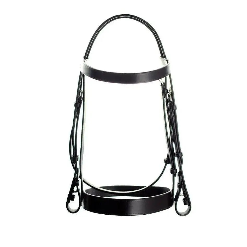 Black leather english leather bridle with adjustable straps and metal hardware dever classic plain style