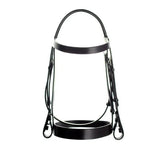 Black leather english leather bridle with adjustable straps and metal hardware dever classic plain style