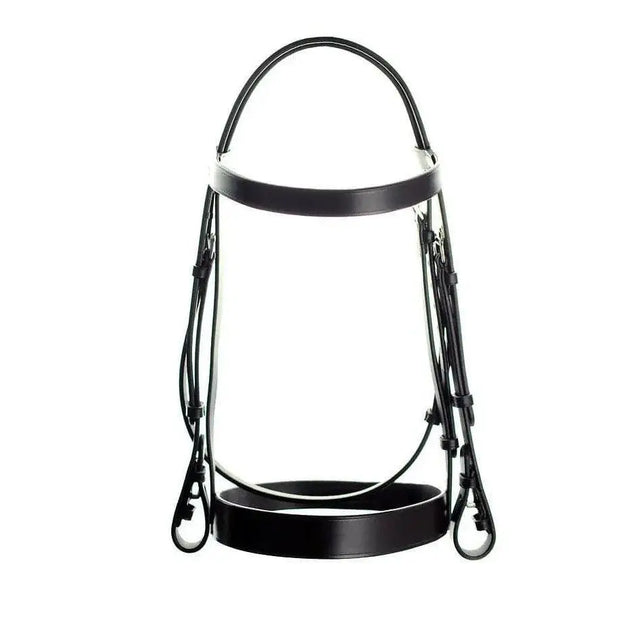 Black leather english leather bridle with adjustable straps and metal hardware dever classic plain style