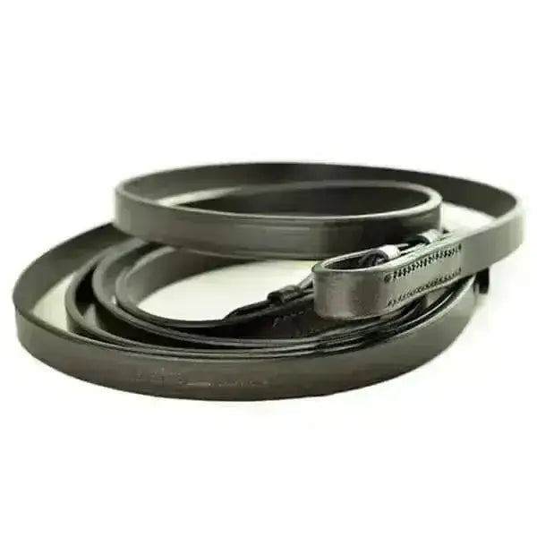 Black leather dever classic plain english leather reins with silver-toned metal buckle for riding use