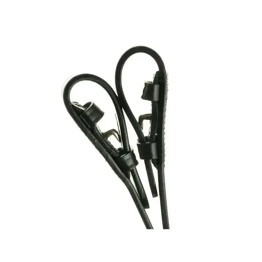 Black leather strap with adjustable buckle looped design from dever classic plain english leather reins x-full long length