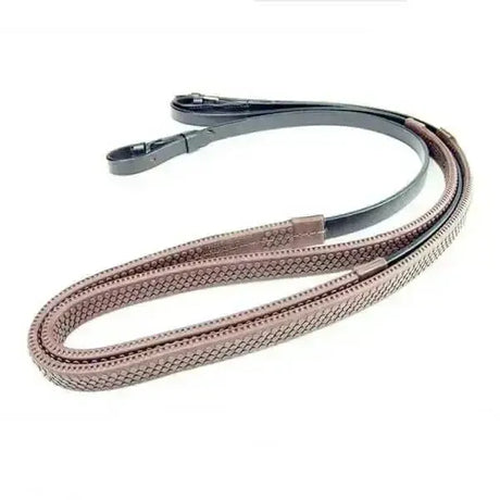 Dever Rubber Grip Reins - English Leather Hook & Stud Pony 13Mm / 1/2" Havana Reins