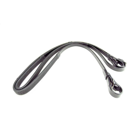 Dever Rubber Grip Reins - English Leather Hook & Stud Full 16mm / 5/8" Black Dever Reins Barnstaple Equestrian Supplies