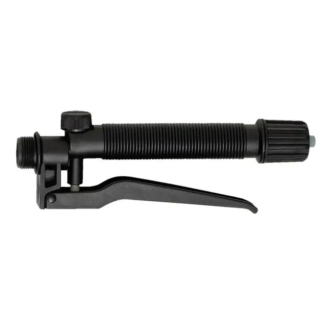 Black plastic grease gun with ribbed spare handle and adjustable nozzle for martino mary extractable incorporated use