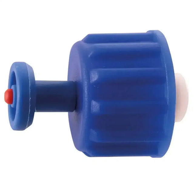 Blue plastic Di Martino Mary 5/10 spare pressure valve cap with red button and ridged texture for valve spare pressure