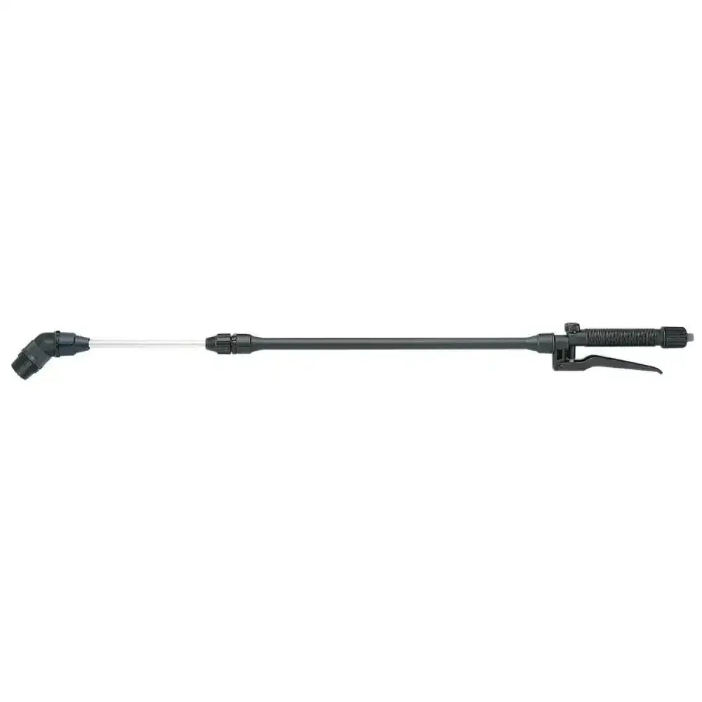Black plastic garden sprayer with long handle and angled nozzle featuring pvc braided hose for flexible anti-freeze pvc use