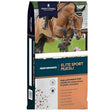 Brown horse with black mane and tail jumping over obstacle showing horrell elite sport muesli energy for performance