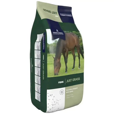 Green and beige dodson and howell just grass dried grass chaff high calorie natural grass horse feed bag