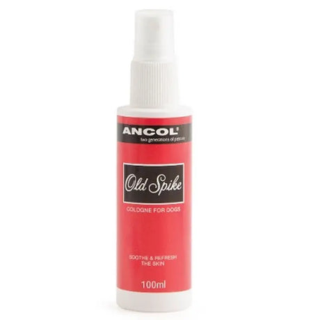 Red plastic spray dog cologne old spike 100ml with white cap for easy pet freshening spike cologne