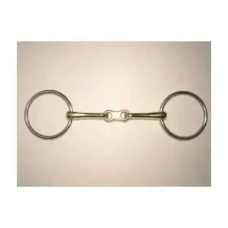 Silver dorado loose ring french link bits with two circular rings and jointed center made of metal for riding