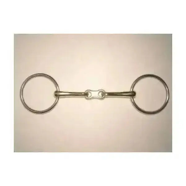 Silver dorado loose ring french link bits with two circular rings and jointed center made of metal for riding
