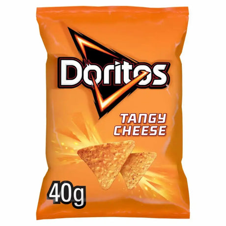 Orange bag of doritos tangy cheese tortilla chips 40g with tangy cheese flavor for snacking