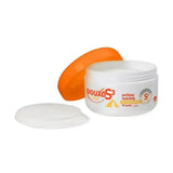 White cylindrical container with orange lid of douxo s3 pyo pads containing 30 antifungal skin care hydrating pads