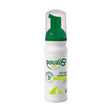 White plastic bottle with green pump dispenser of douxo s3 seb mousse reduces dandruff and controls pet odor