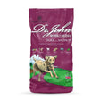 A vibrant purple bag of dr john hypoallergen dcksal zerov duck and salmon dog food for sensitive pets