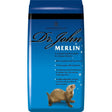 Blue cylindrical container of dr john merlin ferret food offering an energy rich nutritious diet for ferrets
