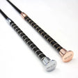 Two km dressage whip black grip with crystal spiral handles and rose gold and silver caps eye-catching whip perfect for riders