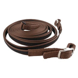 Brown woven fabric driving reins with double sided rubber grip silver buckle and three adjustment holes strap