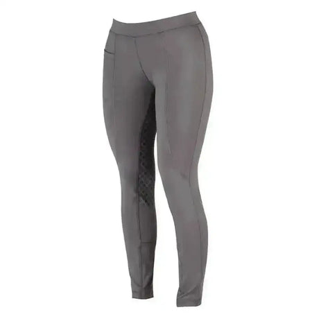 Gray dublin performance cool-it childs gel riding tights with smooth, form-fitting design and subtle stitching details