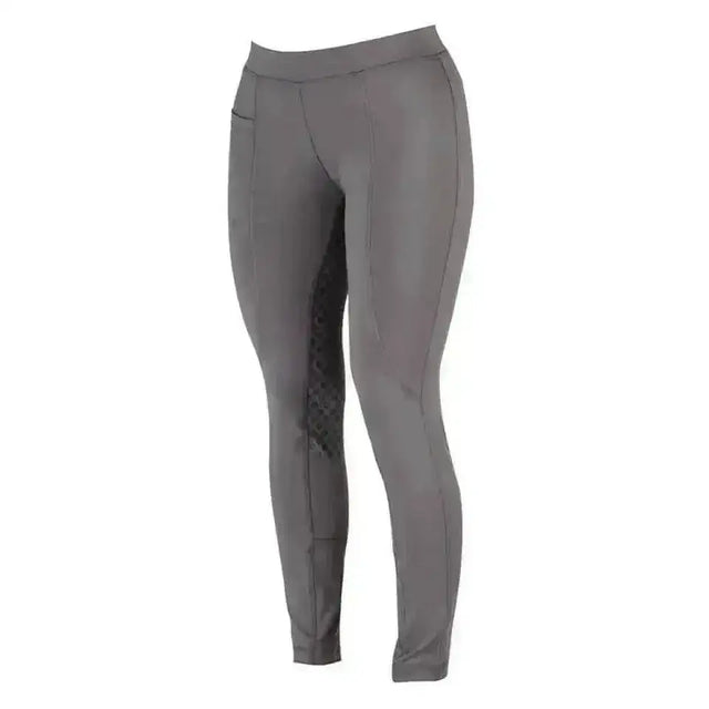 Gray dublin performance cool-it childs gel riding tights with smooth, form-fitting design and subtle stitching details
