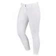 White dublin prime gel comfy riding breeches with sleek fit and black button waist closures perfect for riding