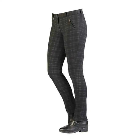 Dublin Supa Slender Adult Everyday Jodhpurs Black / Black And Black Check 16 Jodhpurs Barnstaple Equestrian Supplies