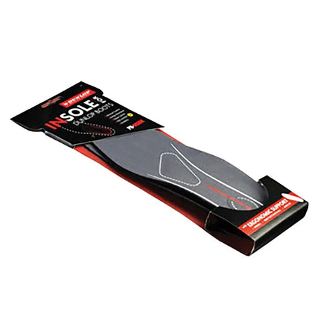 Gray dunlop insoles comfort flat insole with white and red accents in black red box ideal for wellington boots