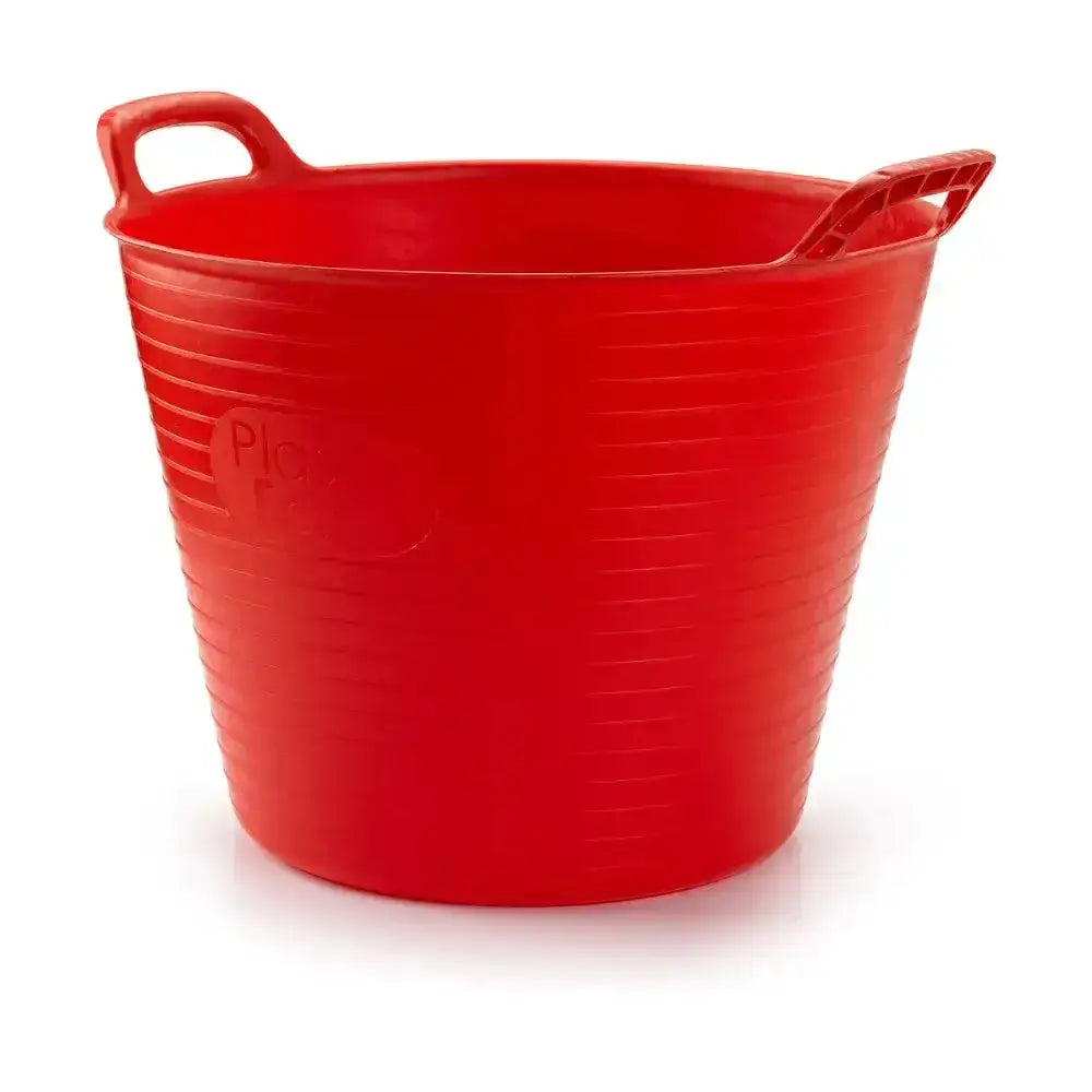Bright red ribbed easi trug 42 litre flexible trug with integrated handles perfect for stable yard use