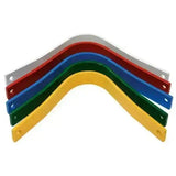 A set of colorful easy-change wintec gullets in silver red blue green and yellow sold individually for horses