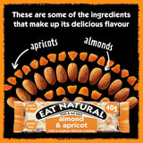 A 40g eat natural almond and apricot yoghurt coated fruit and nut bar wrapped in orange and white packaging