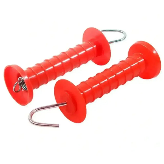 Red plastic economy electric gate handles with metal hooks for insulated handle connection and easy gate pulling