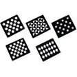 Set of five black economy plastic quarter markers stencils with geometric and star patterns for easy marking