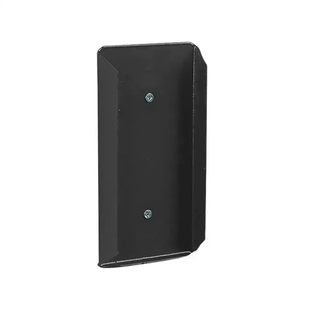 Black rectangular economy salt lick holder wall-mounted bracket with two silver screws and ordinary plastic coating