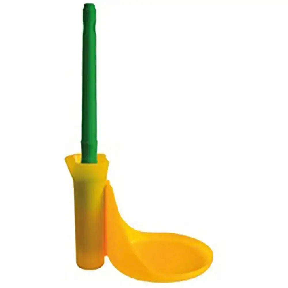 Green plastic mop handle with yellow plastic base and tray in effol brush fix innovative brush holder pot design