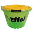Bright green effol bucket 15 lt with yellow lid and black rubber handle for keeping products safe and simply practical use