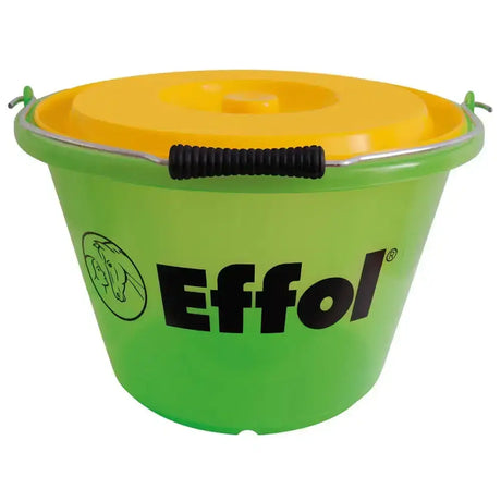 Bright green effol bucket 15 lt with yellow lid and black rubber handle perfect for keeping products safe and simply practical
