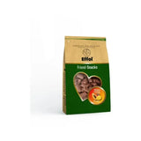 Green and beige package of effol friend-snacks mango papaya sticks horse treats for four-legged equine friends