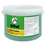 A 2.5 liter white plastic bucket with metal handles containing effol hoof ointment green original ointment formula