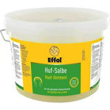 White plastic bucket of effol hoof ointment yellow with original ointment formula for healthy hoof growth