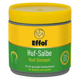 Effol hoof ointment in a yellow and green jar with yellow lid featuring the original ointment formula hoof ointment yellow