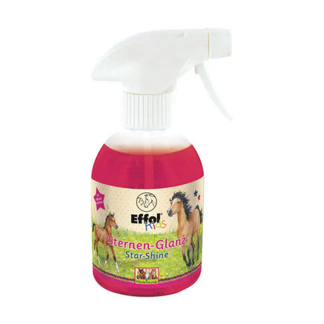 Pink effol kids star-shine spray bottle with white nozzle featuring horses for long-lasting glitter-spray horse grooming