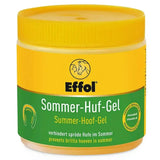Effol summer hoof gel in bright yellow jar with green label designed to prevent brittle hooves using original ointment formula