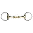A polished brass and silver eggbutt bit double jointed german argentan with stainless steel horsebit design