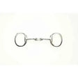 Silver-colored metal eggbutt french link fixed cheek bit with smooth polished finish and classic design